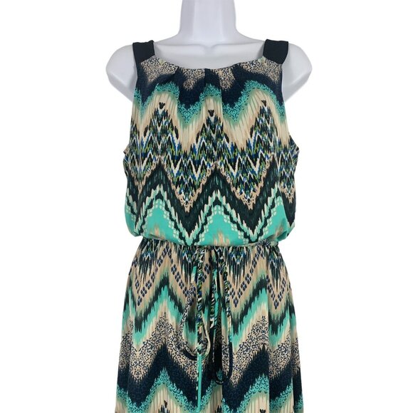 NY Collection Womens Maxi Dress Multicolor Chevron Print Sleeveless Small - Picture 2 of 10